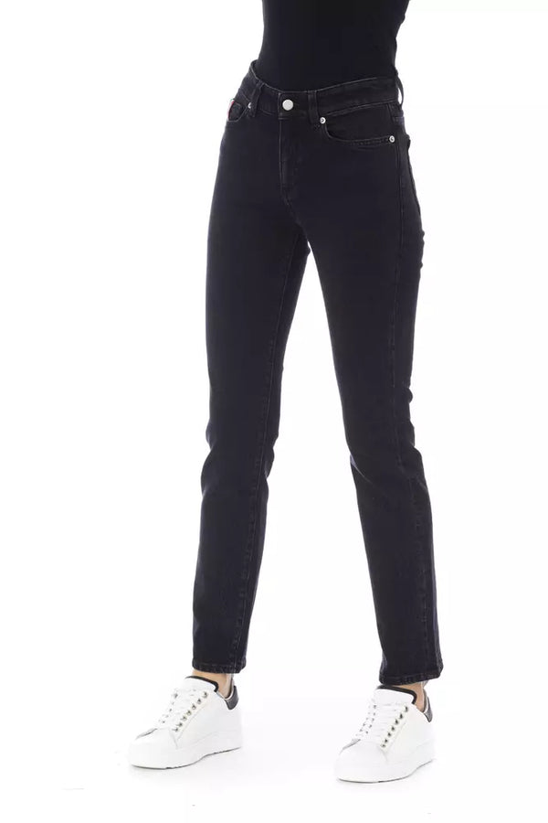 Jeans da donna in cotone nero