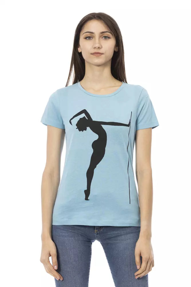 Top donna in cotone azzurro