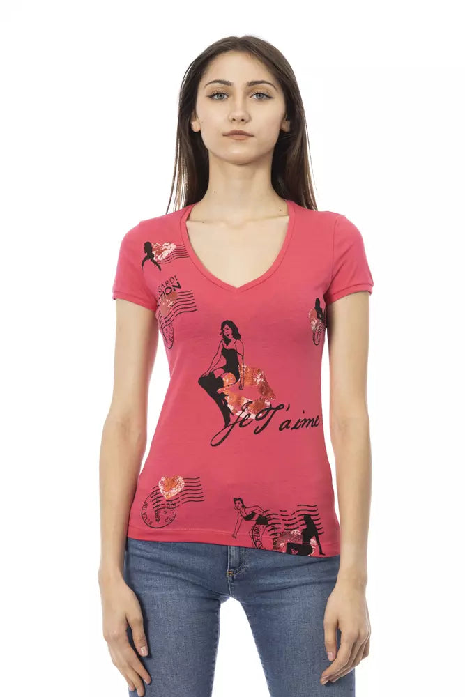 Top donna in cotone rosa