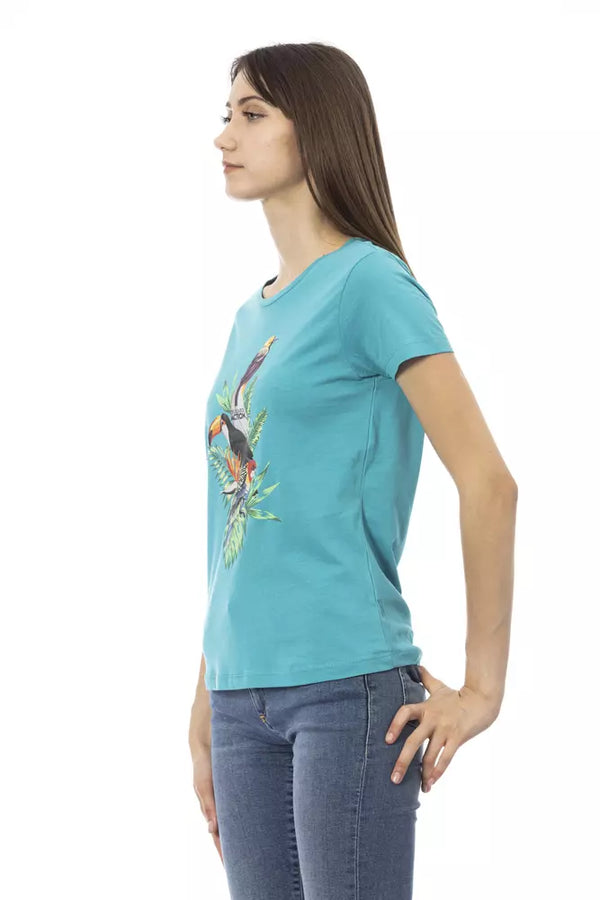 Top donna in cotone azzurro