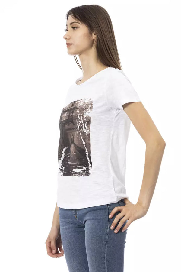 White Cotton Women T-Shirt