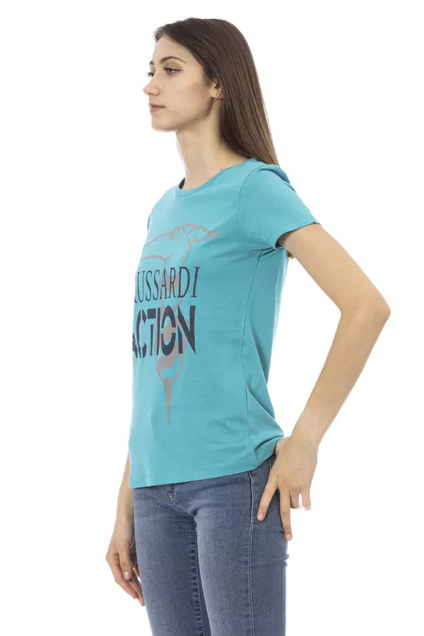 Top donna in cotone azzurro