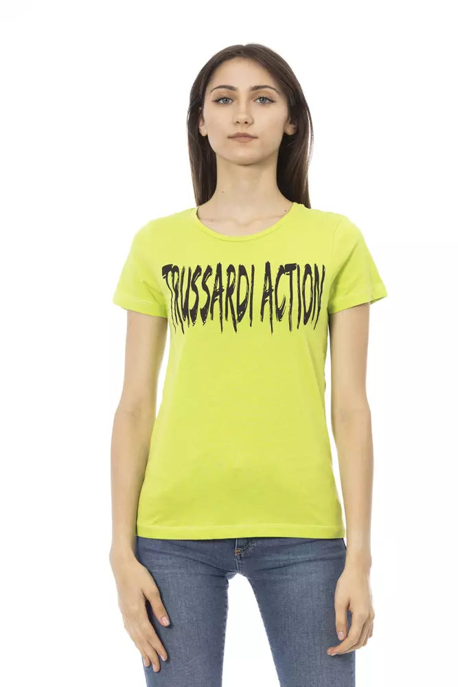 Green Cotton Women T-Shirt