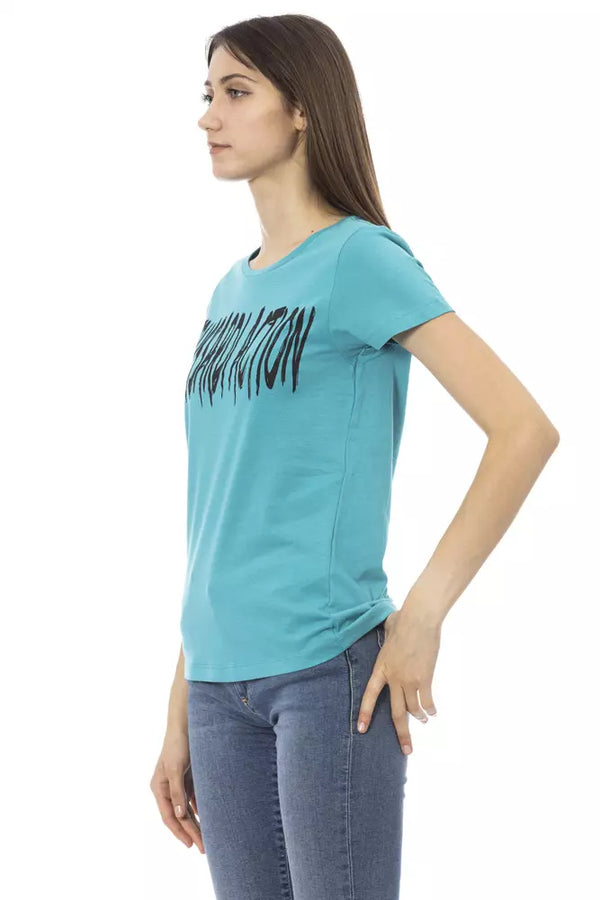 Top donna in cotone azzurro