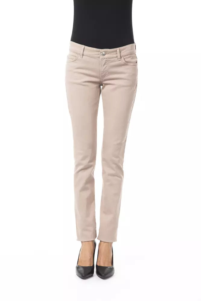 Pantalone donna in cotone beige