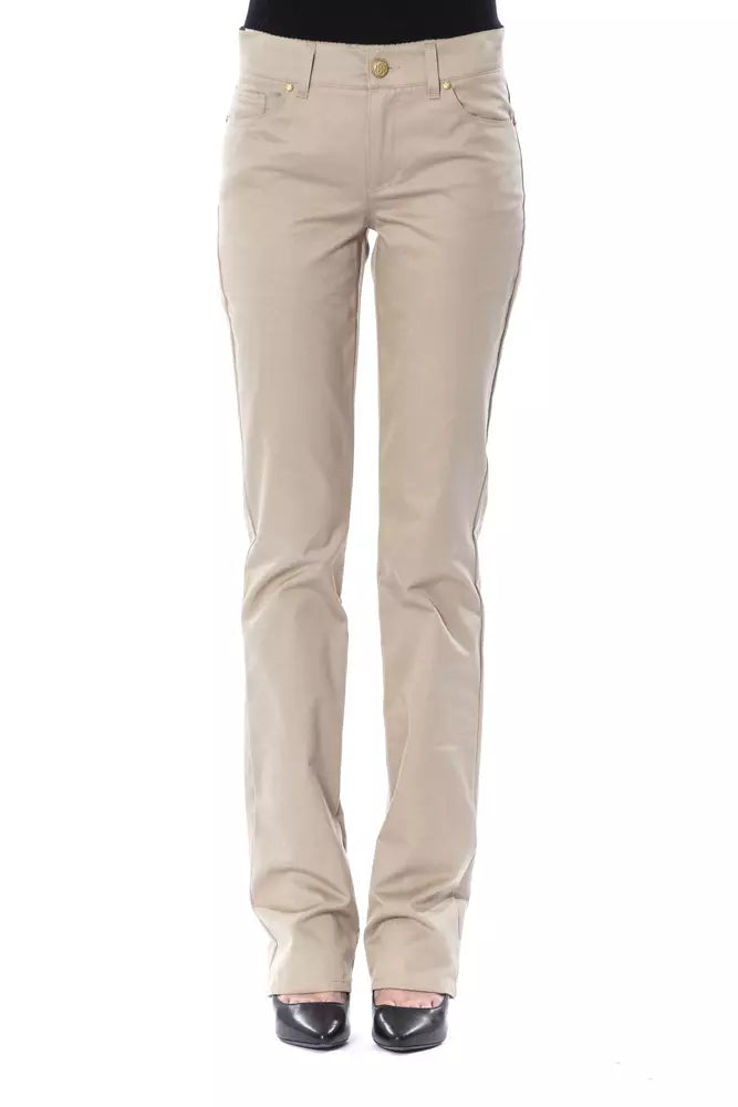 Pantalone donna in cotone beige