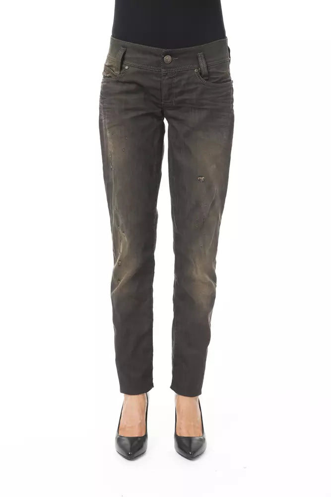 Jeans da donna in cotone nero