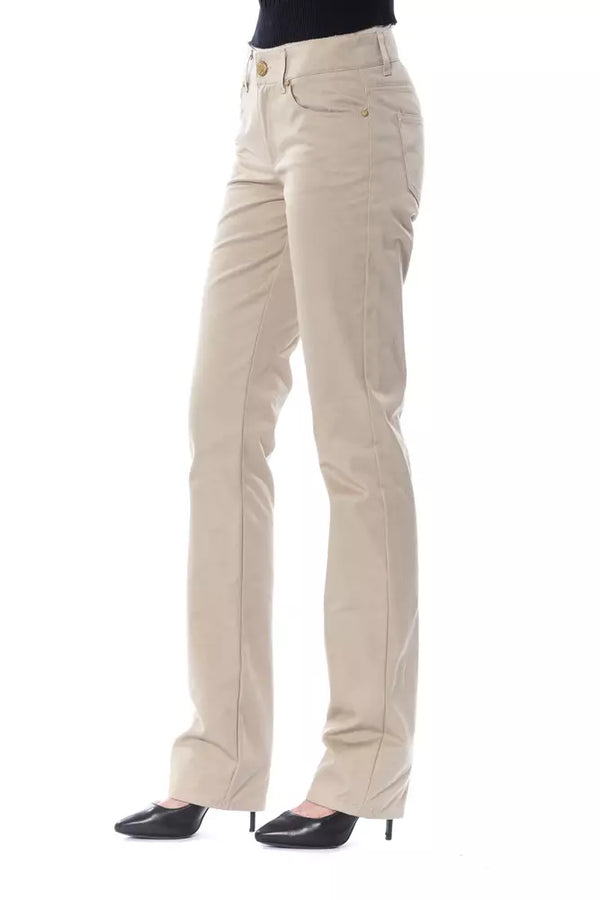 Pantalone donna in cotone beige