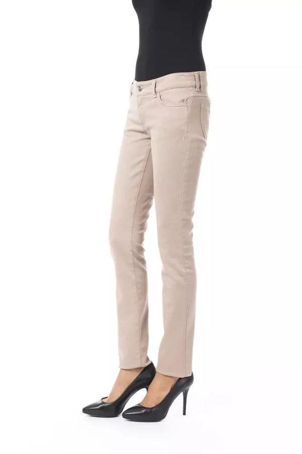 Pantalone donna in cotone beige