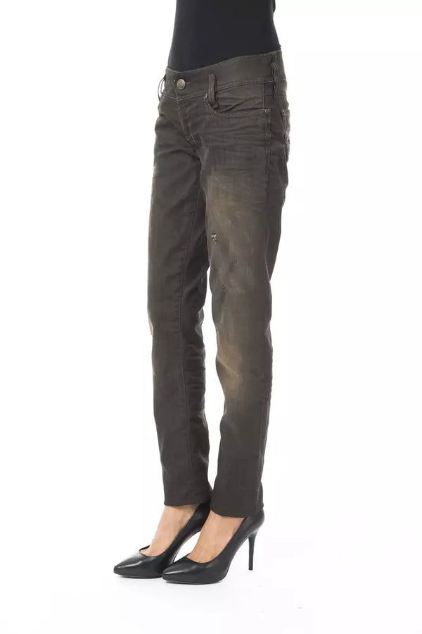 Jeans da donna in cotone nero