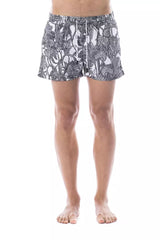 Roberto Cavalli Sport Black Polyester Men Swimwear