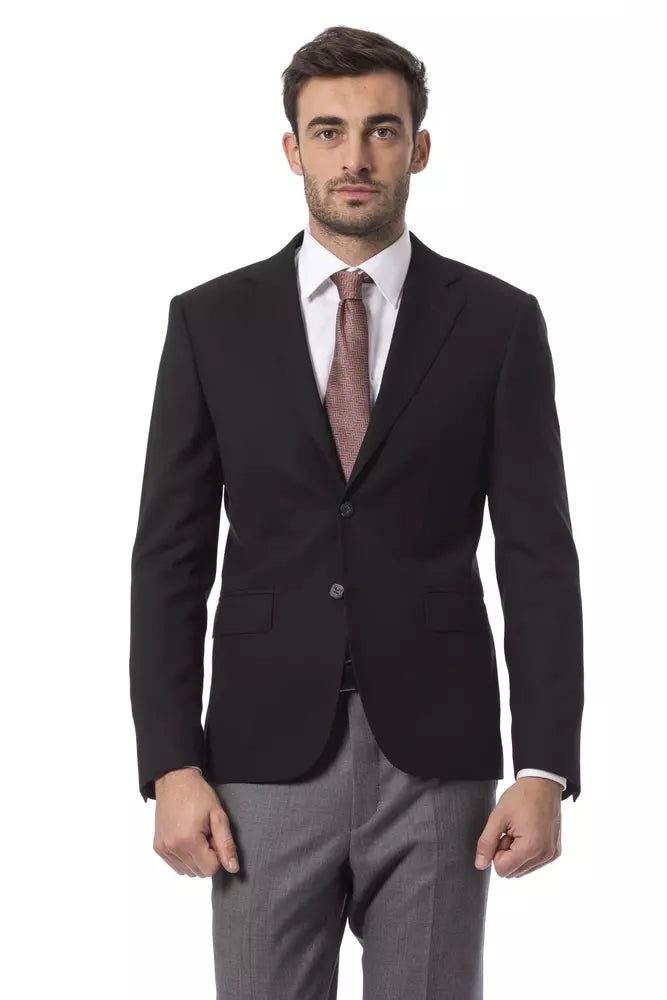 Blazer da uomo in lana nera