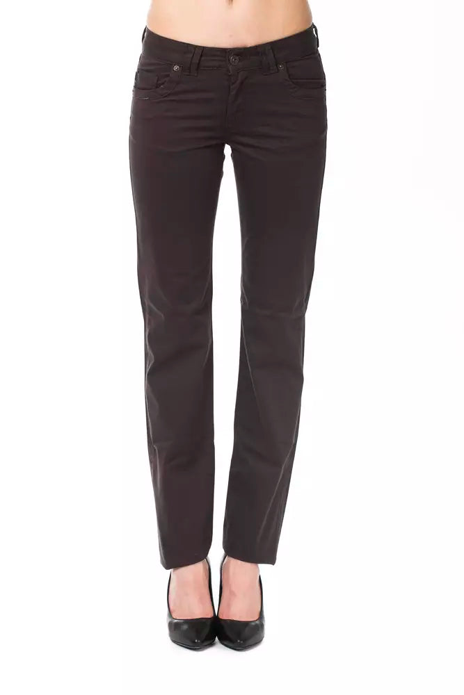 Pantaloni da donna in cotone marrone