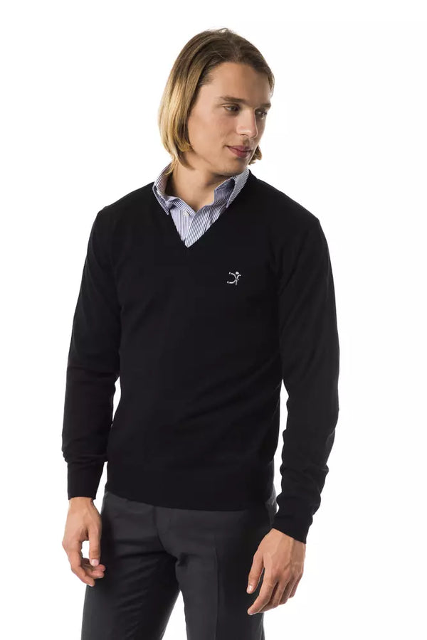 Black Merino Wool Men Sweater