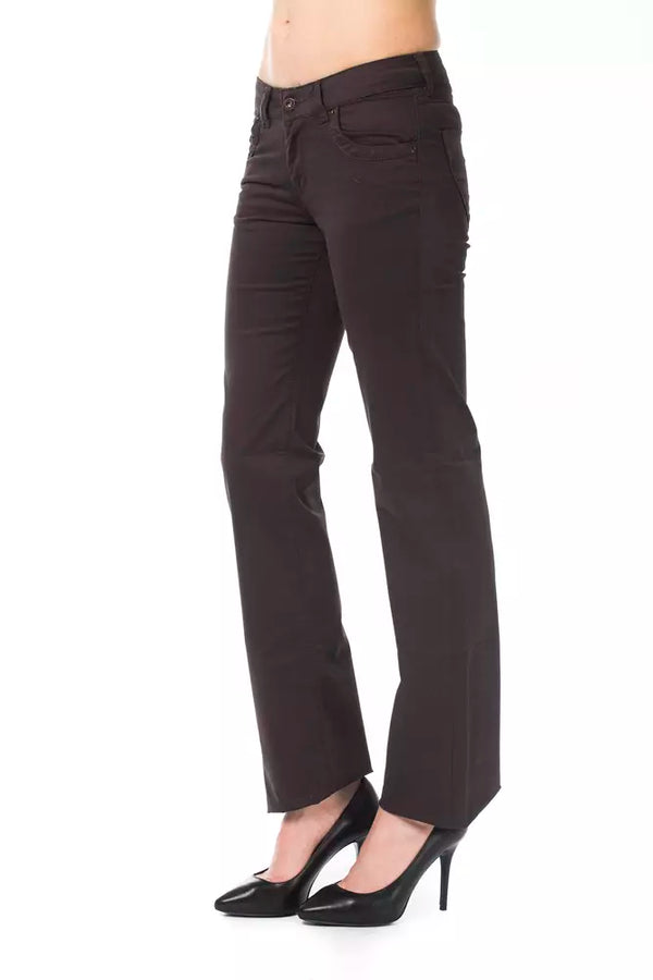 Pantaloni da donna in cotone marrone