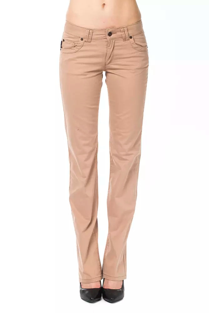 Pantalone donna in cotone beige