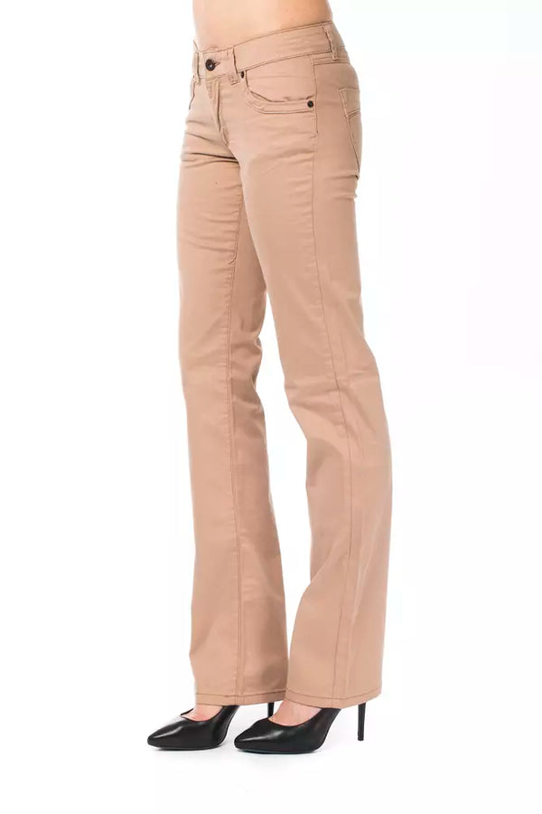 Beige Cotton Women Pant