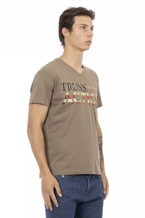 Brown Cotton Men's T-Shirt