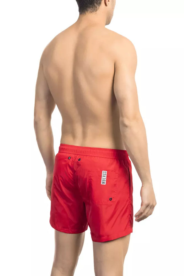 Red Polyamide Men Swim Short