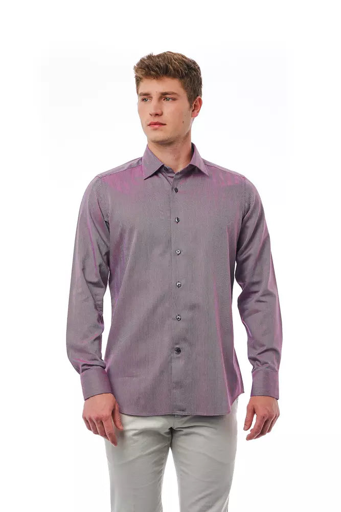 Camicia da uomo in cotone bordeaux