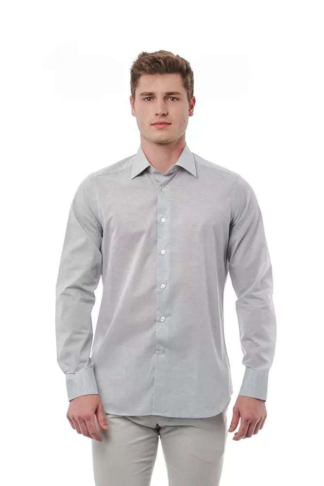 Camicia da uomo in cotone grigio