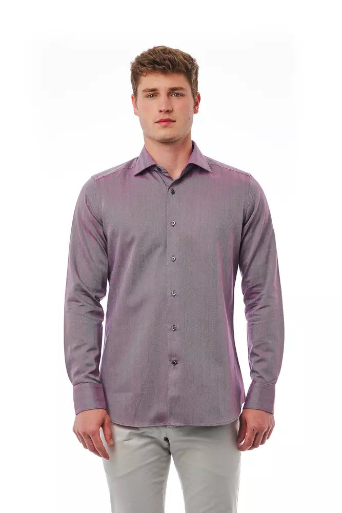 Camicia da uomo in cotone bordeaux