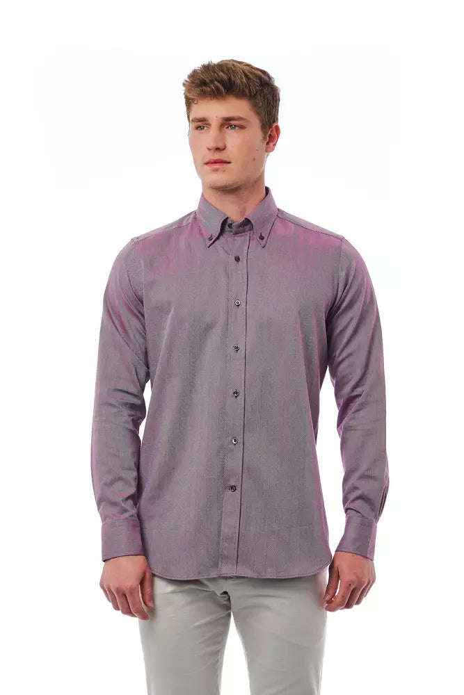 Camicia da uomo in cotone bordeaux