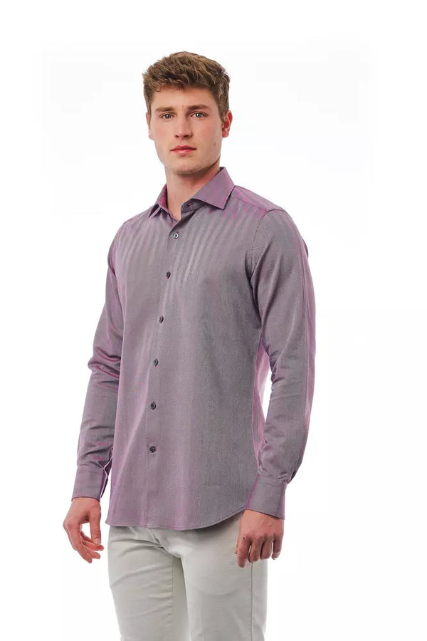 Camicia da uomo in cotone bordeaux