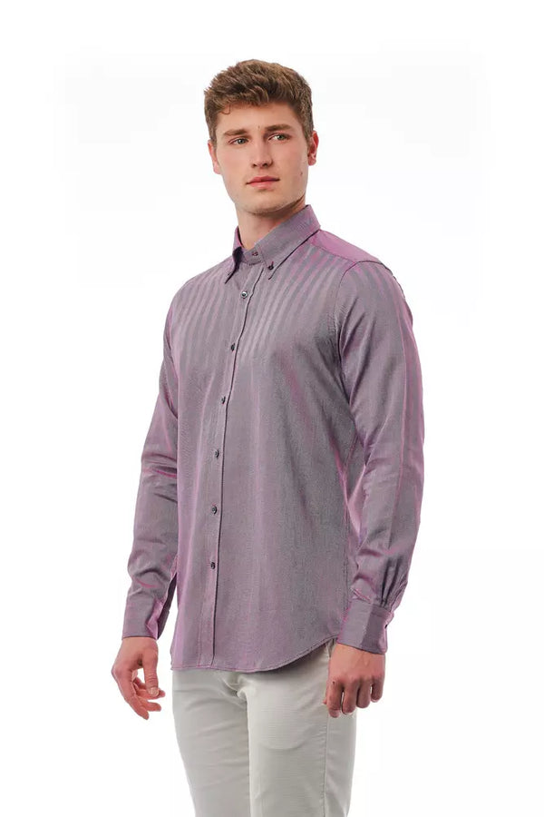 Camicia da uomo in cotone bordeaux