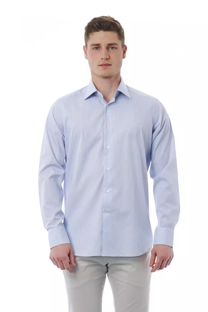 Camicia da uomo in cotone azzurro