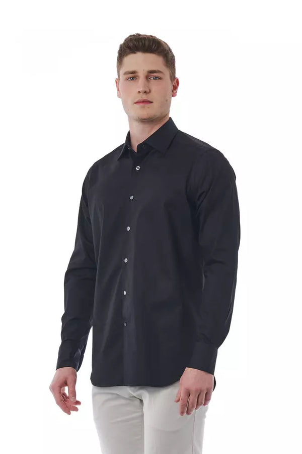 Camicia da uomo in cotone nero