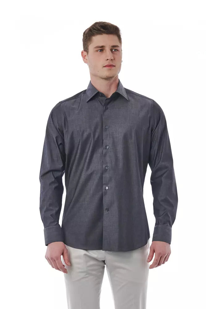 Camicia da uomo in cotone grigio