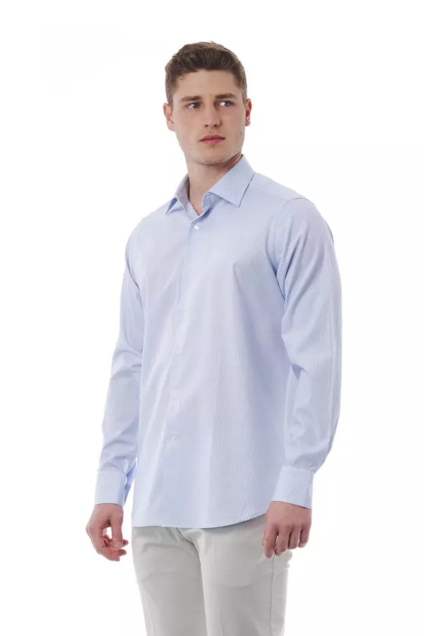 Camicia da uomo in cotone azzurro