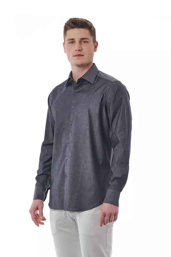 Camicia da uomo in cotone grigio