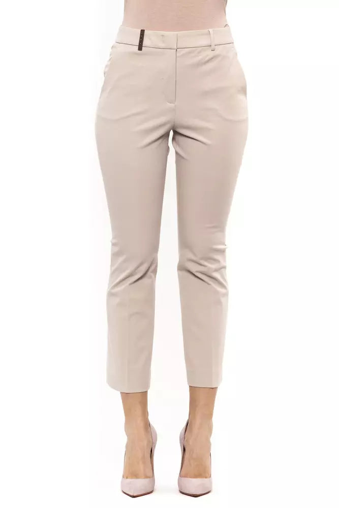 Pantaloni da donna in cotone beige