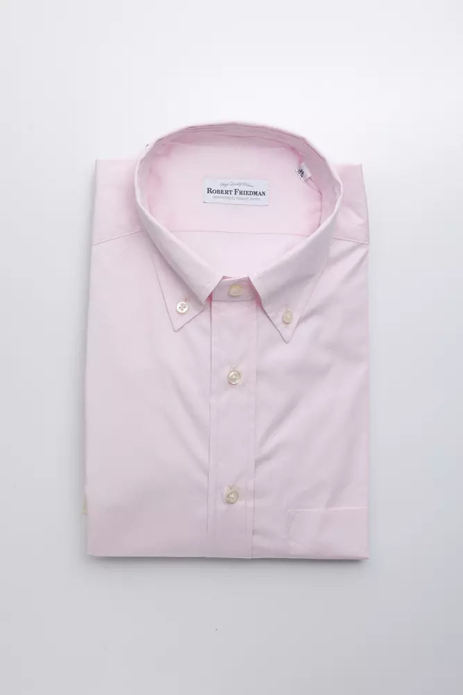 Camicia da uomo in cotone rosa