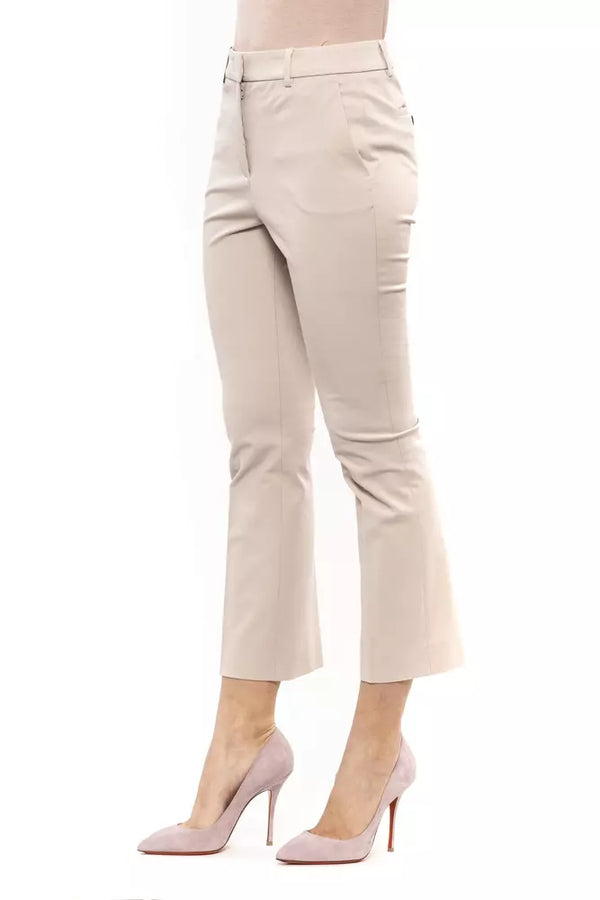 Beige Cotton Women Trouser