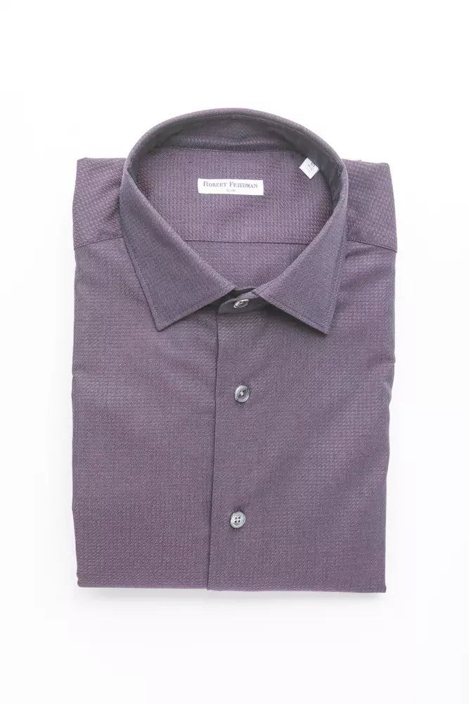 Camicia da uomo in cotone bordeaux