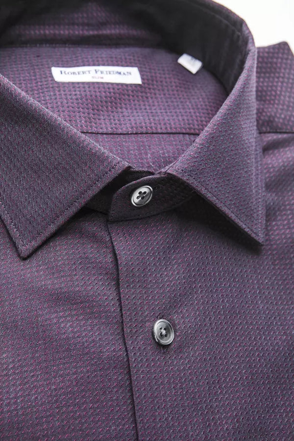 Camicia da uomo in cotone bordeaux