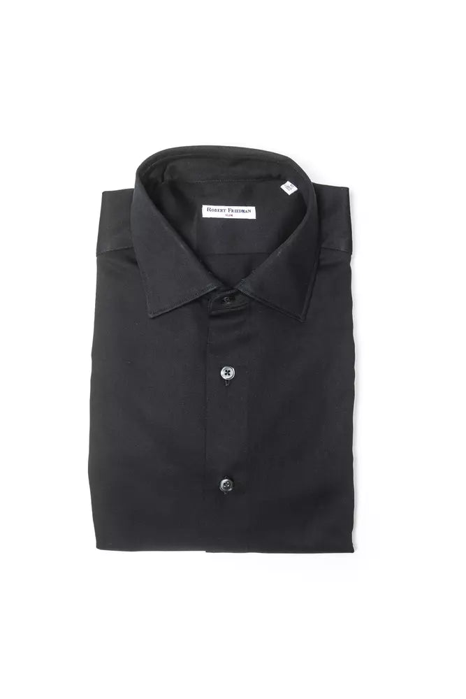 Camicia da uomo in cotone nero