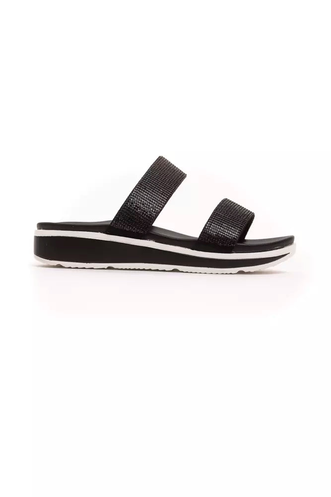 Black Textile Women Sandal