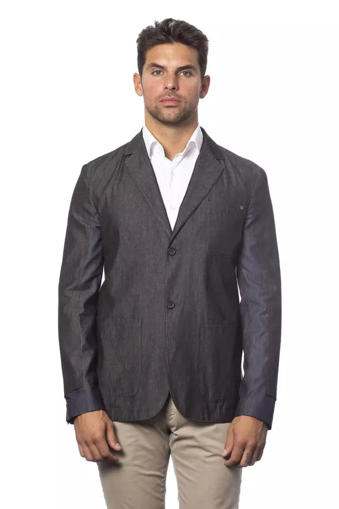 Blazer da uomo in cotone grigio