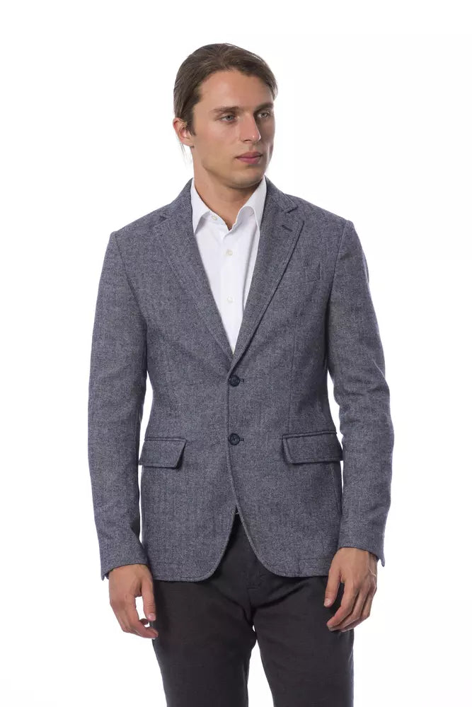 Blue Wool Men Blazer