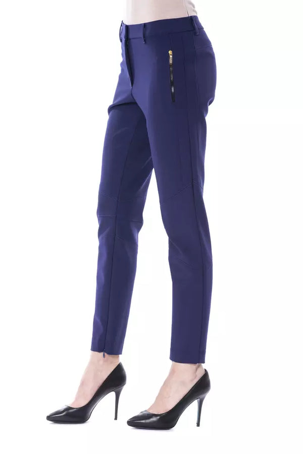 Blue Polyester Women's Slim Pant