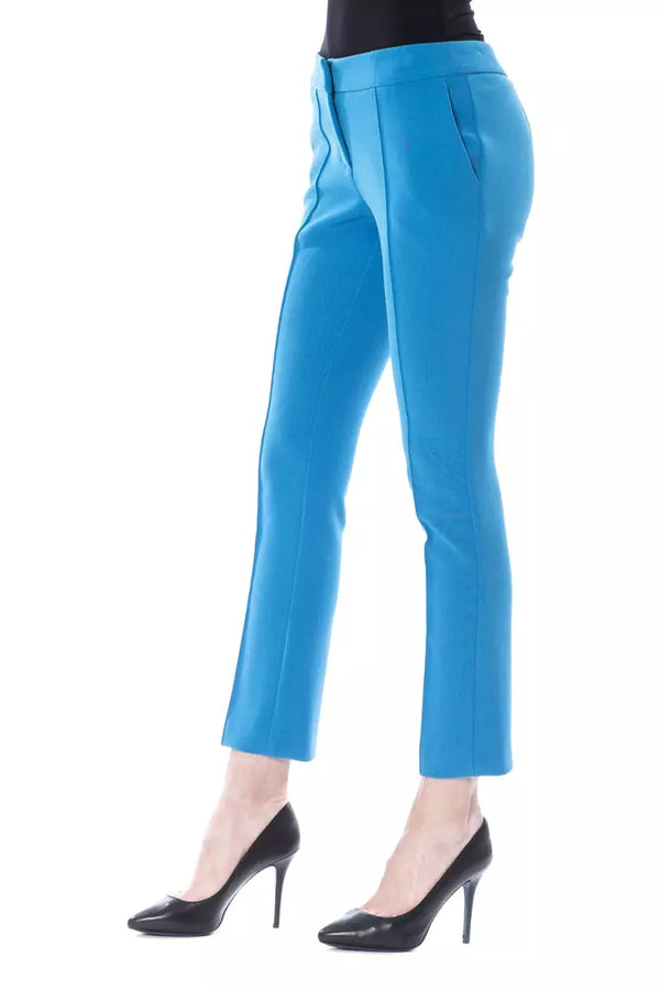 Light Blue Polyester Women Pants