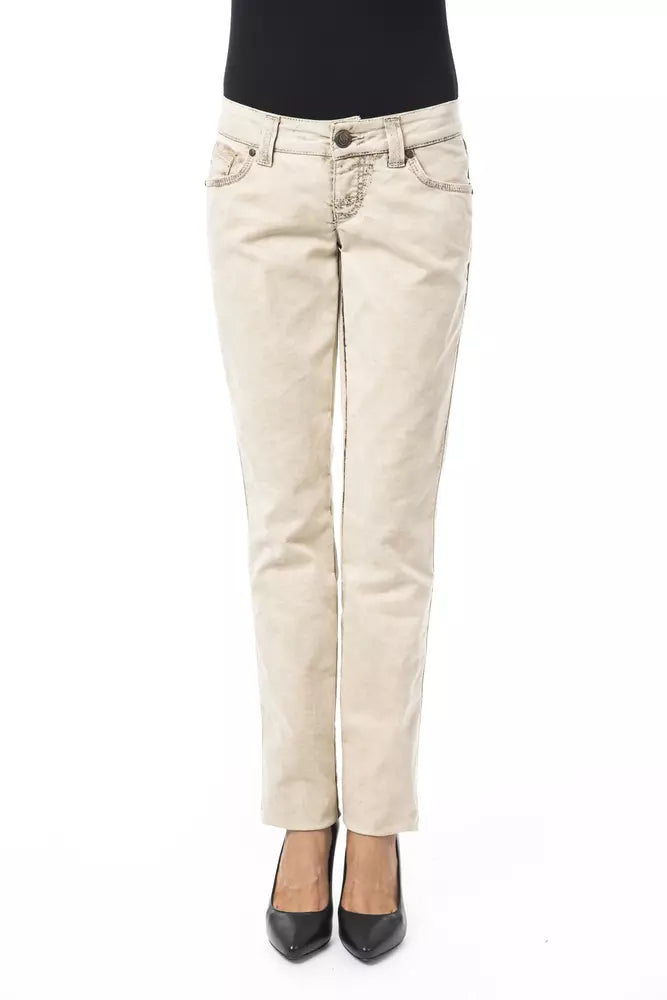 Jeans donna in cotone beige