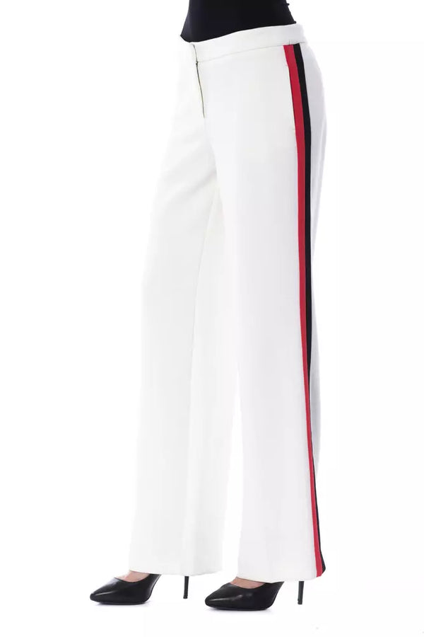 White Polyester Women's Pant