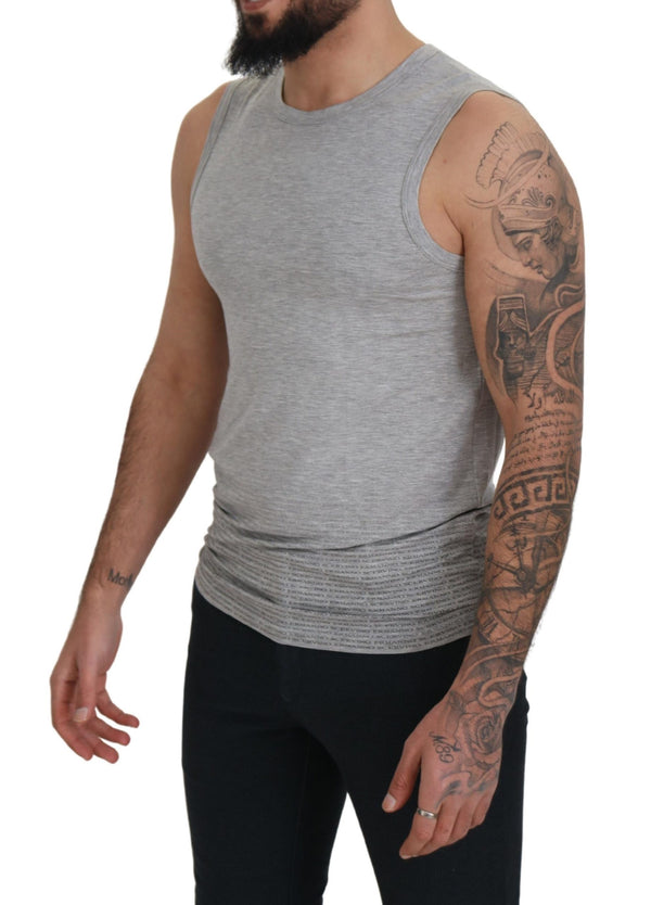 Chic Gray Sleeveless Crewneck Tee