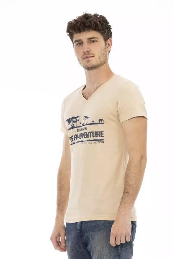 Maglietta da uomo in cotone beige