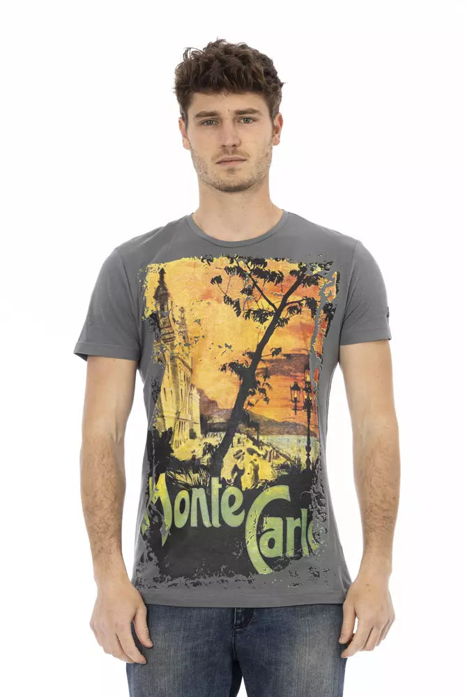 Gray Cotton Men T-Shirt